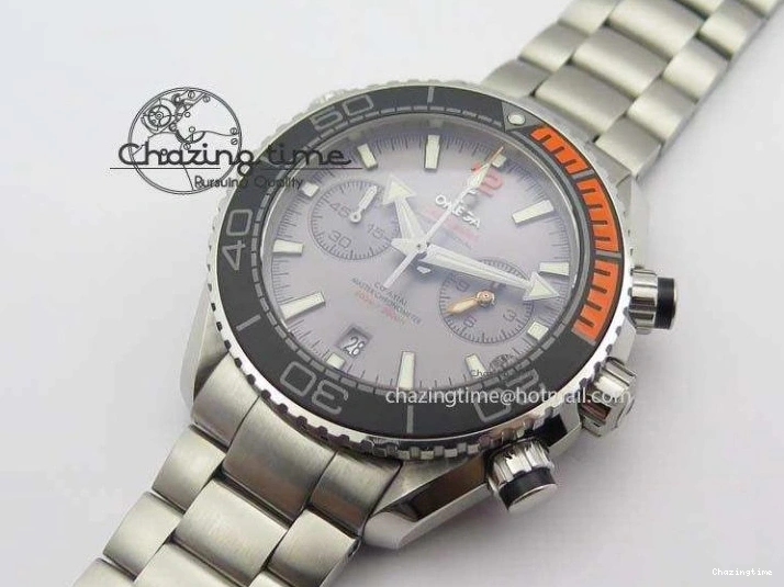 1223 Planet Ocean Master Chronometer Chrono SS OM 1:1 Best Edition Gray Dial On SS Bracelet A Reliable 8180
